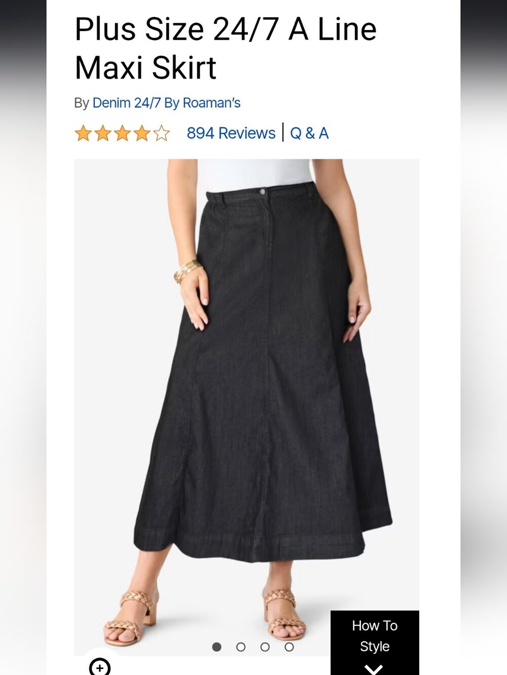Roaman's Women's Long Denim A-Line Maxi Skirt Size 20 Tall